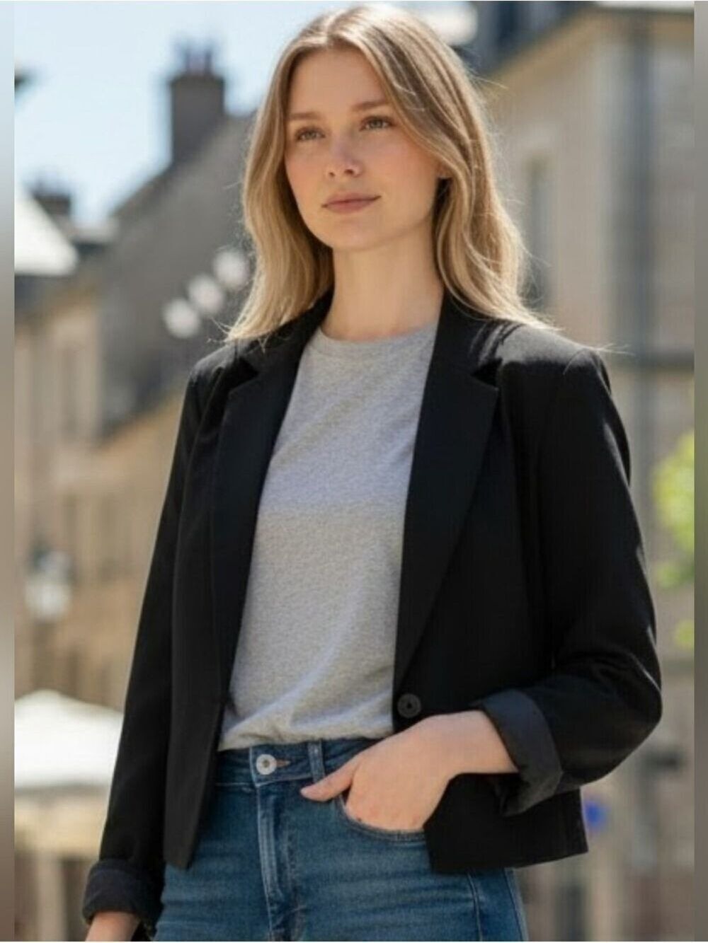 Craft And Barrow Women's Classic Single Button Blazer Small #JAC6